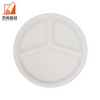 10 Inch Sugarcane Bagasse Round Plate 3 Compartment Biodegradable Paper Round Plates