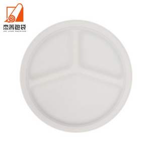 10 Inch Sugarcane Bagasse Round Plate 3 Compartment Biodegradable Paper Round Plates