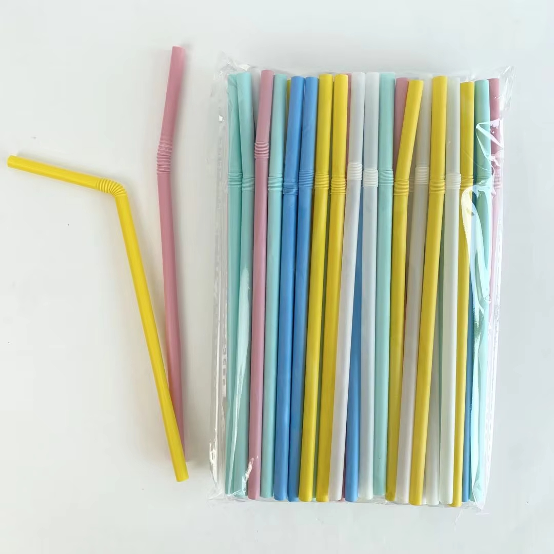 Custom size PLA Bendable Straws Colorful Disposable Flexible Drinking Straws Compostable Biodegradable Party Straws Free samples