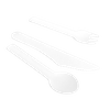 New material biodegradable sugarcane paper knife spoon fork set disposable paper tableware set for cake dessert