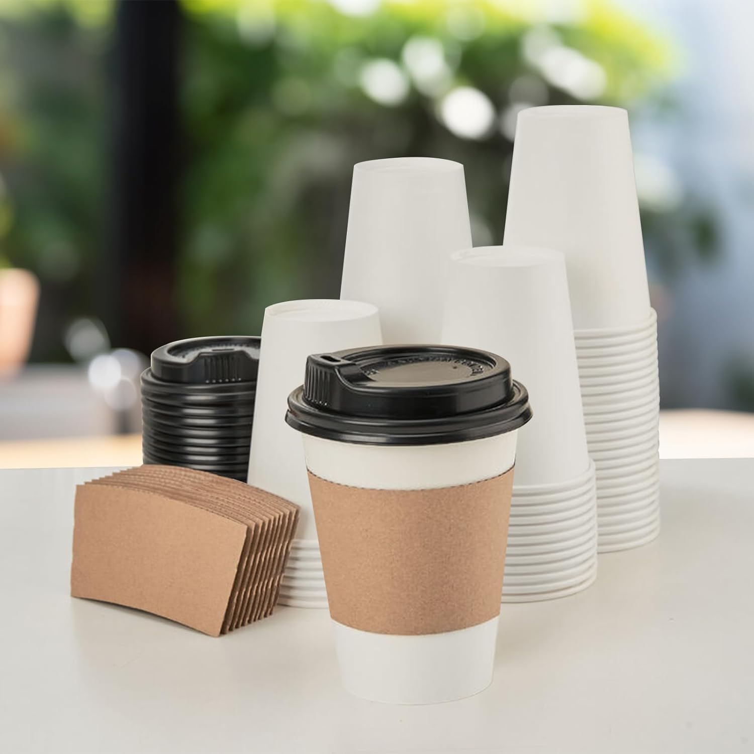 Custom Paper Cup 8oz/12oz/16oz/20oz Water-Based Coating Disposable Paper Coffee Cup With Lid And Sleeve For Hot Cold Drinks Teas