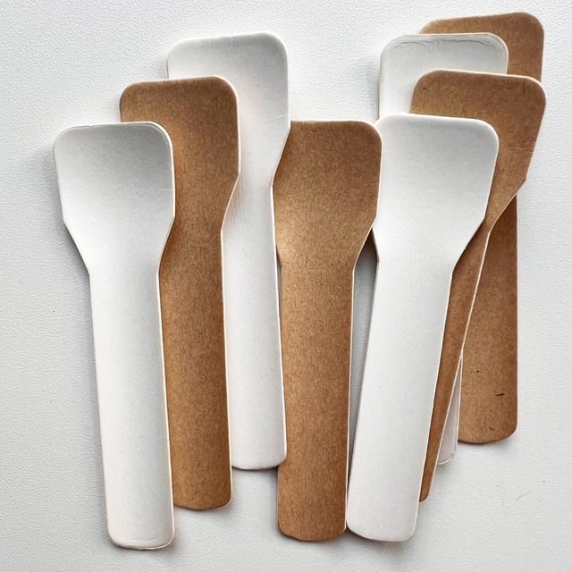 Eco friendly cheap dessert ice cream paper spoon disposable cutlery with custom