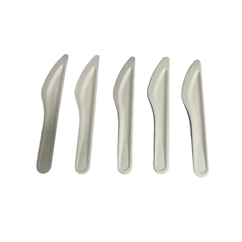Environmentally friendly disposable biodegradable tableware set pulp fruit fork steak knife soup spoon party dining
