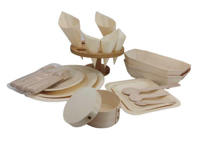 Disposable fork spoon knife plates paper wooden bamboo utensils dinnerware cutlery tableware set