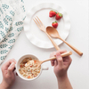 wholesale restaurant student portable natural beech bamboo wooden knife fork spoon flatware cutlery set for travel