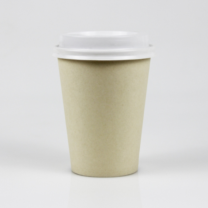 Biodegradable Disposable Printed Design Compostable Bamboo Pulp Paper Cups with lids