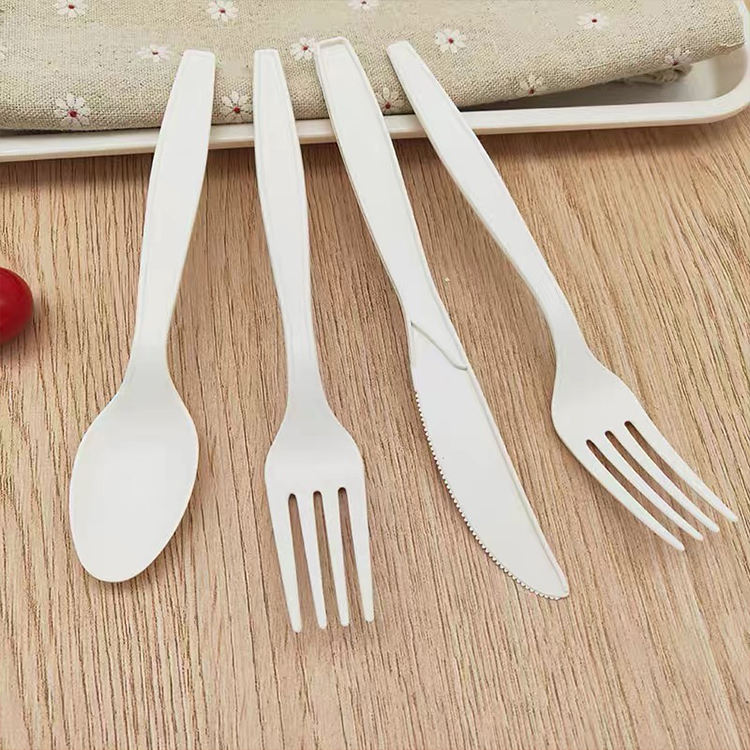 Factory Price Disposable white PLA Cornstarch Knife Fork And Spoon Food Grade Plastic Cutlery