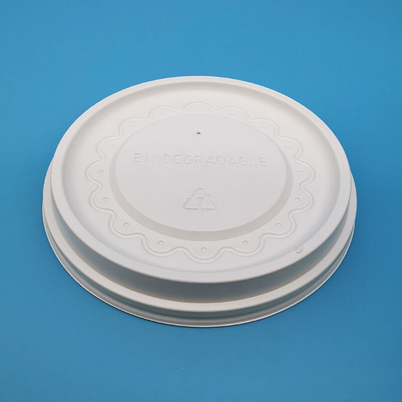 Customize 98mm Biodegradable Corn Starch Hot Cold Coffee Drink Round Flat Disposable Ice Cream Cup Lid