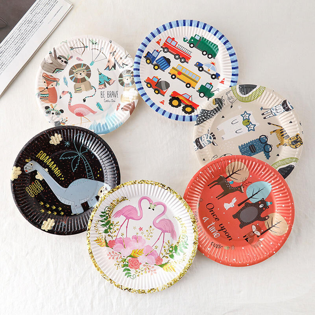 Factory price wholesale Paper plates Party wedding decorations cartoon color paper plate disposable dinner plate