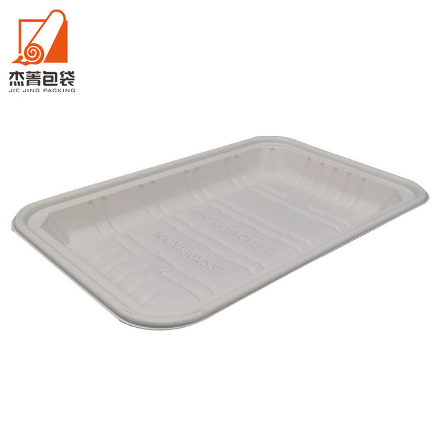 Disposable Biodegradable Cornstarch Meat Tray Eco-Friendly Take Away Food Tray