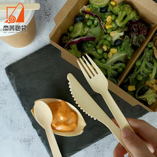 Disposable Wooden Spoon Fork Knife Biodegradable Wood Tableware Cutlery Set