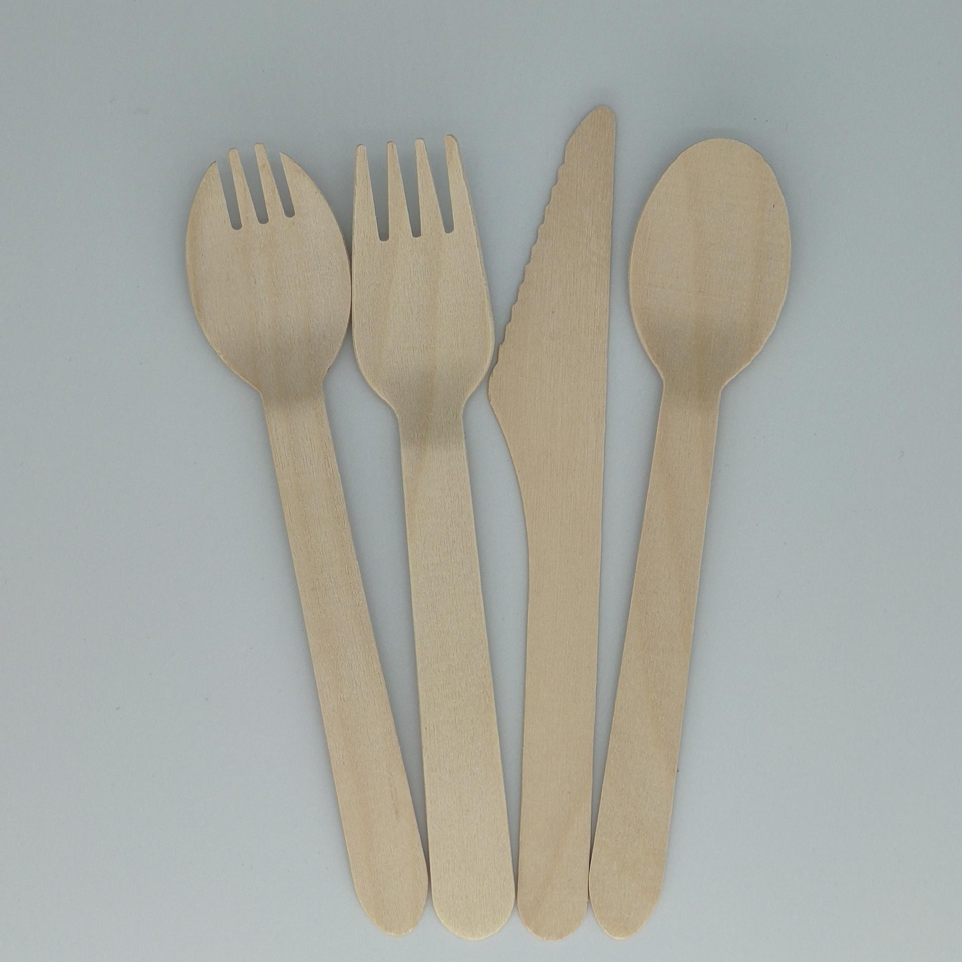 Biodegradable wooden knife spoons and forks disposable wooden cutlery for party