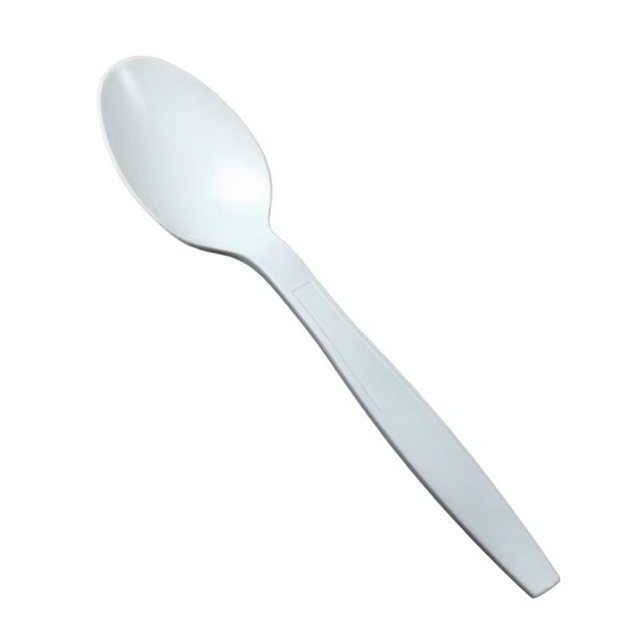 150mm white Bio-based Flatware Corn starch Spoon Disposable heavy duty reusable Eco-friendly 6 inch Cornstarch tea spoon