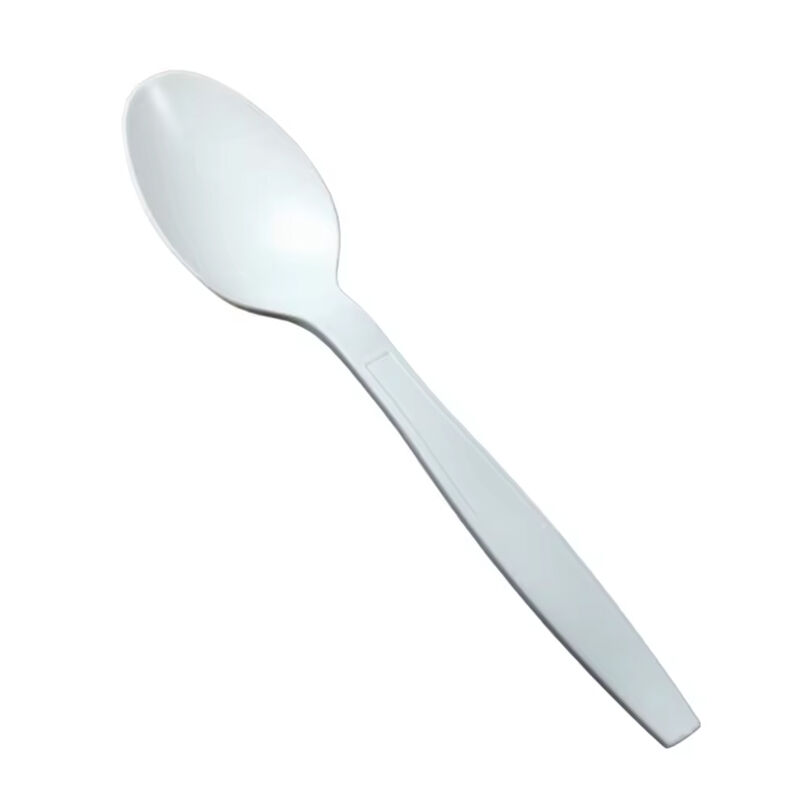 150mm white Bio-based Flatware Corn starch Spoon Disposable heavy duty reusable Eco-friendly 6 inch Cornstarch tea spoon