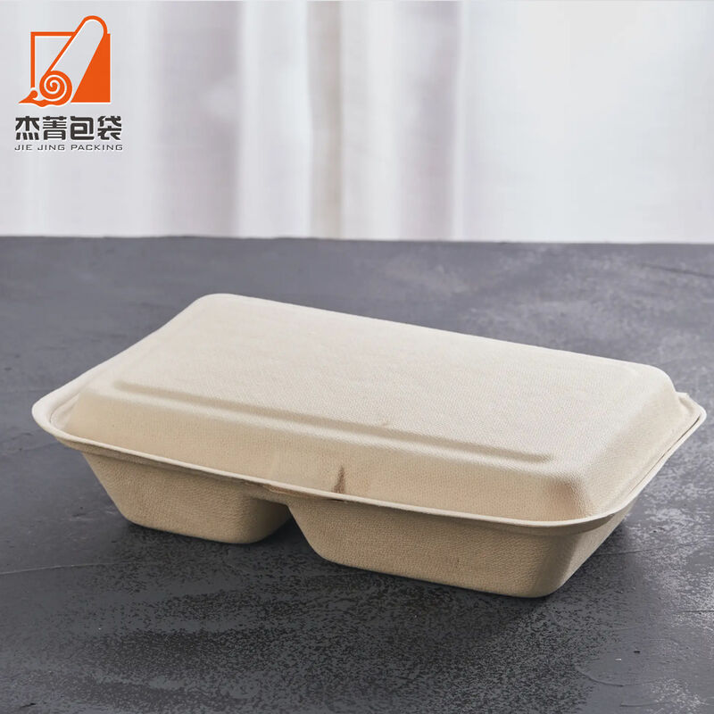 Biodegradable Pulp Molding Food Takeaway Packaging Clamshell Sugarcane Bagasse Disposable Lunch Packing Boxes