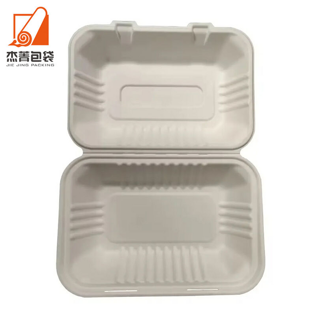 Cheap Biodegradable Disposable Compostable Sugarcane Take Out Food Containers 9*6* Bagasse Clamshell