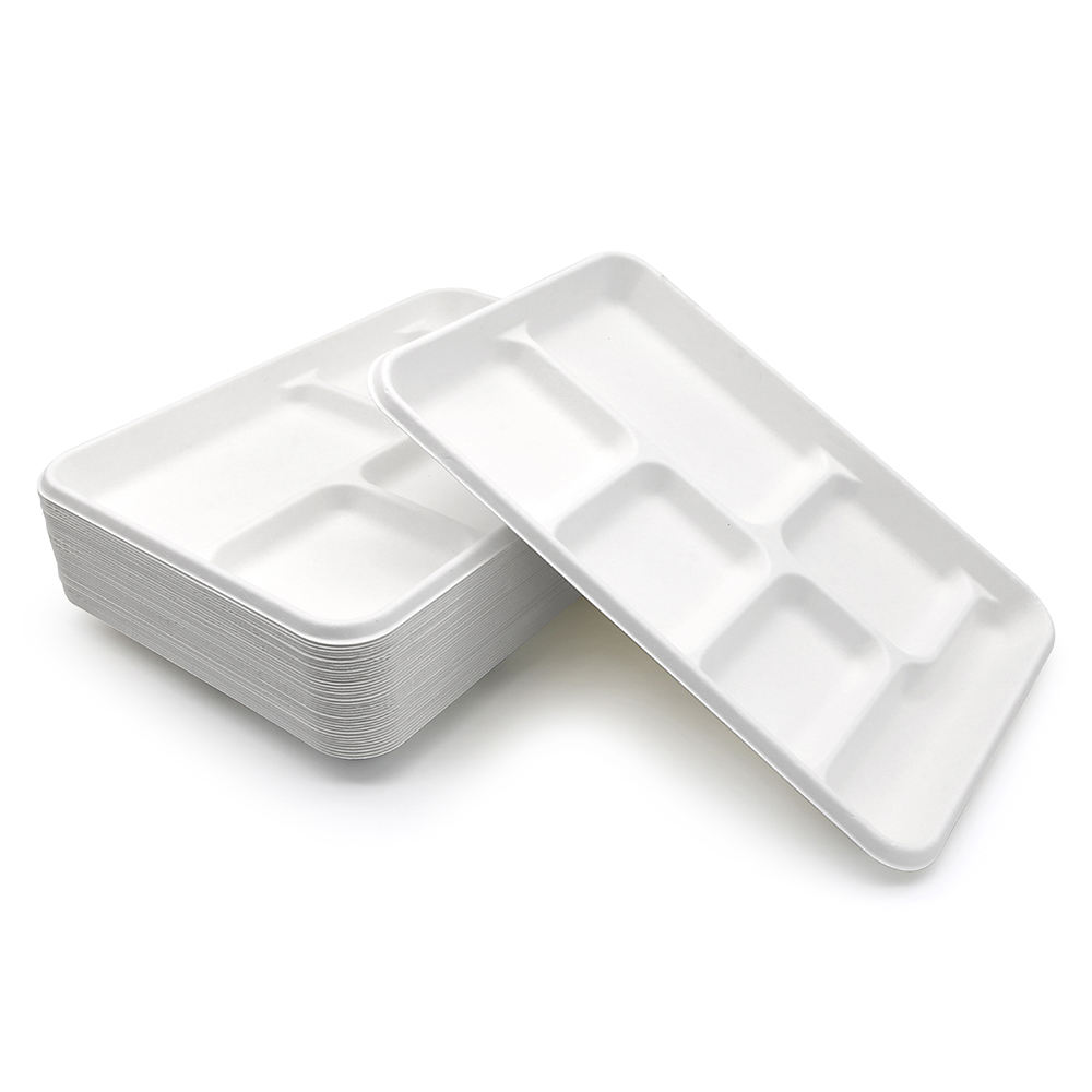 Werkseitige Zuckerrohr-Bagasse-Tabletts mit biologisch abbaubarem kompost ierbarem Einweg-Deckel