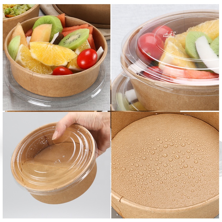 Wholesale custom paper packaging containers, paper salad bowls with lids