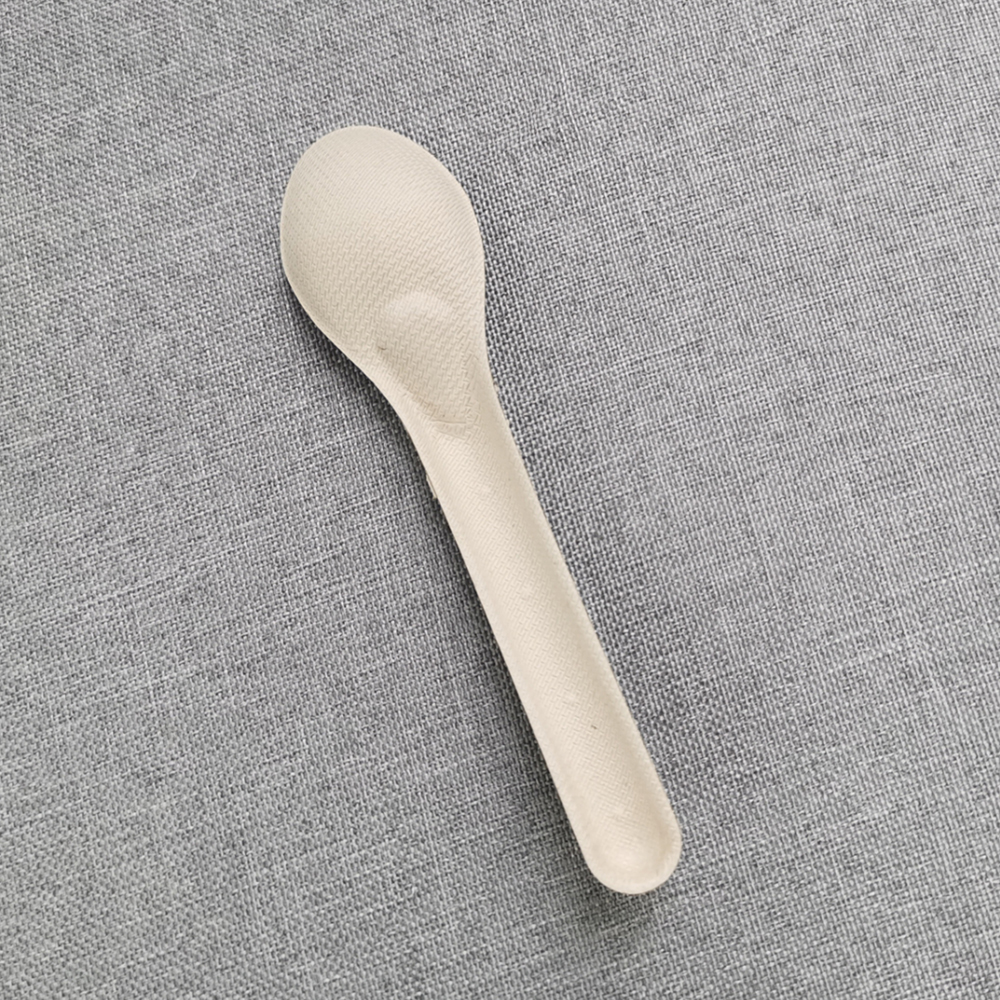 Biologisch abbaubarer Einweg-Zuckerrohr pulpe Weißes essbares Besteck Bagasse Papier messer Gabel löffel