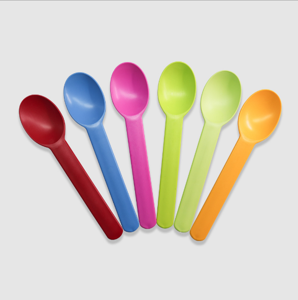 Creative PLA PP Disposable Ice Cream Colorful 15cm Coffee Ice Cream Spoon