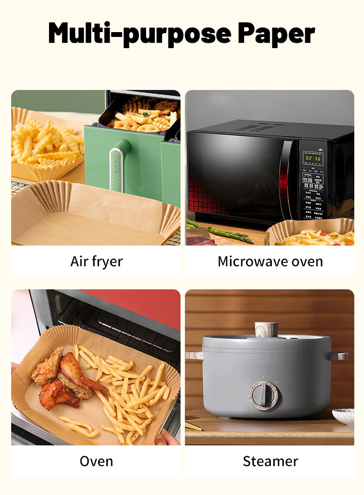 Air Fryer Disposable Paper Liners 100PCS 22x14cm Fit Dual Air Fryers Rectangle Non-stick Baking Parchment Paper Oil-proof