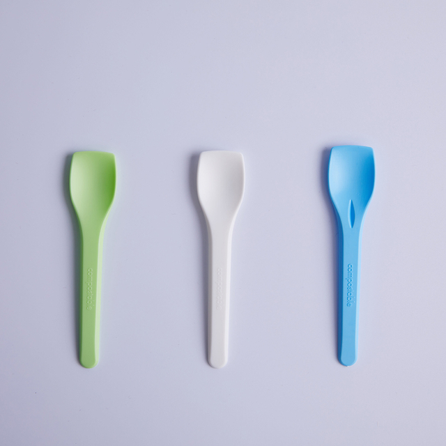 Biologisch abbaubare CPLA kleine Löffel Custom Colors Ins Dessert löffel einzeln verpackt Einweg-Eis löffel