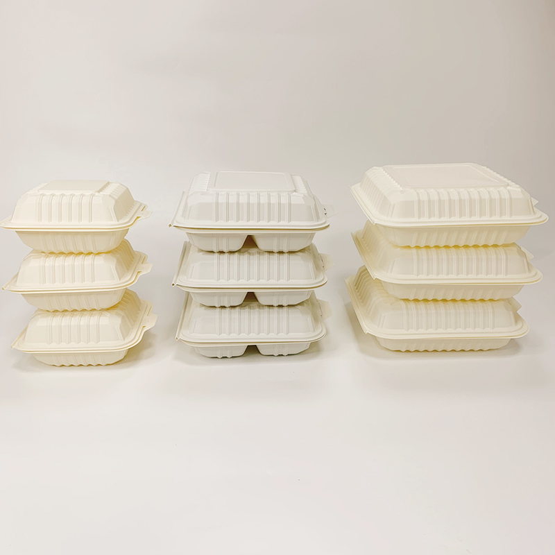 Customizable Logo Corn Starch Lunch Box Biodegradable Food Grade Packaging Container Square Takeaway Box for Cake & Sushi