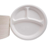 Wholesale Disposable Customized Dinner 3 Compartment Round Bagasse Food Plate for Restaurants