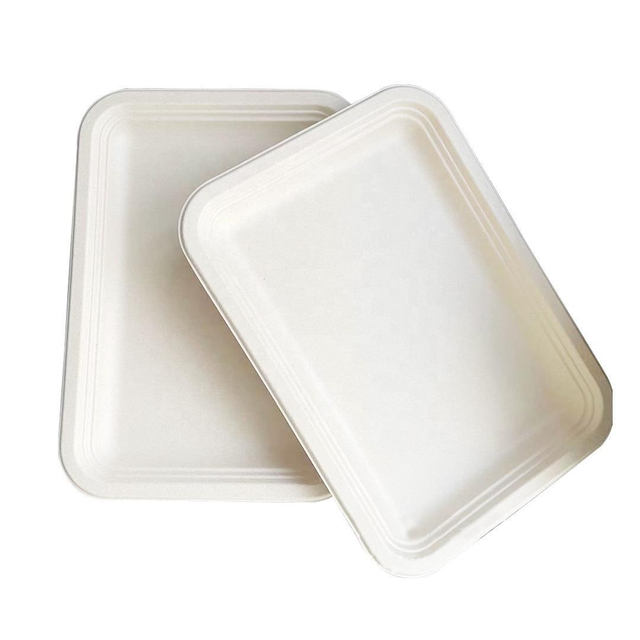 Natürliches Bagasse Zuckerrohrfaser-Tischgeschirr umweltfreundliches einweg-Tischgeschirr kompostierbare Essensteller 14 Zoll Mittagessen-Tablett