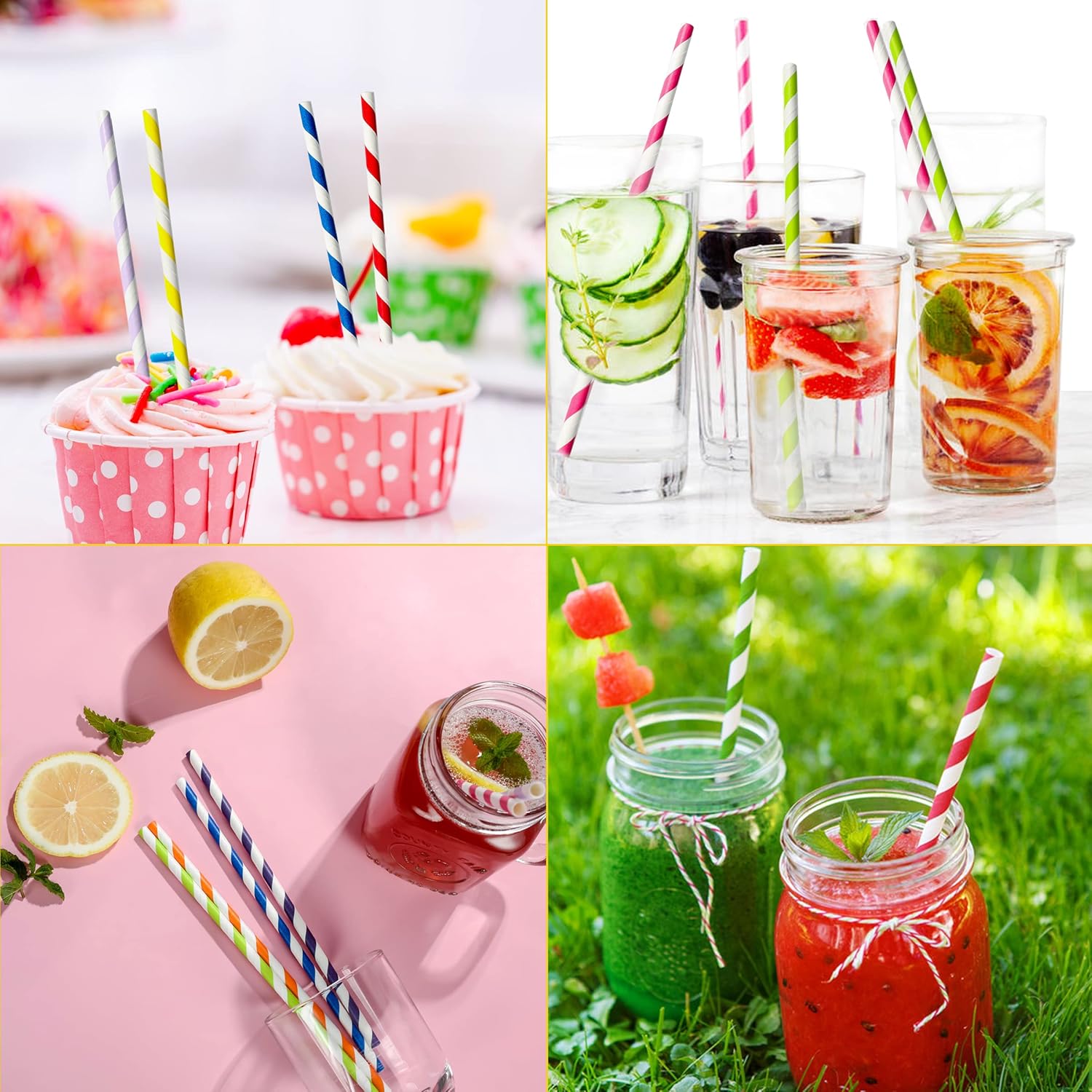 Factory Wholesale New Degradable Disposable Paper Straws Birthday Party Straws Hot Stamping Decorative Paper Straws