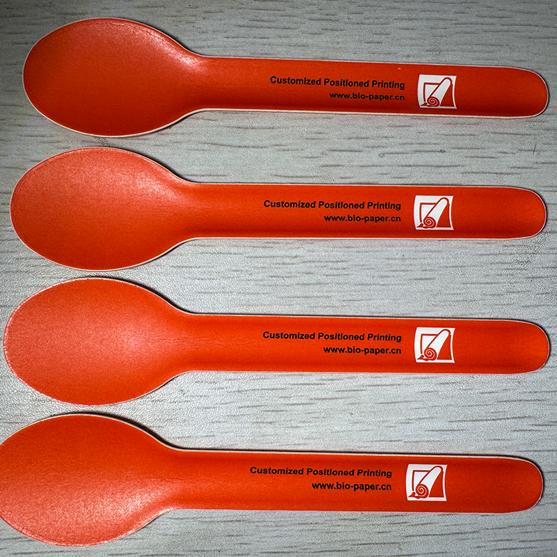 Stronger Customized Disposable Birthday Party Kids Chocolate Ice Cream Red Paper Spoon Fork Paper Spork