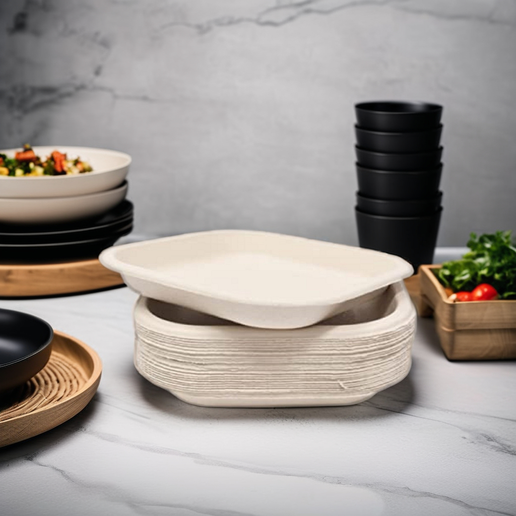 10inch Baggasse Plated Made From Sugarcane Pulp Export Quality Disposable Plates