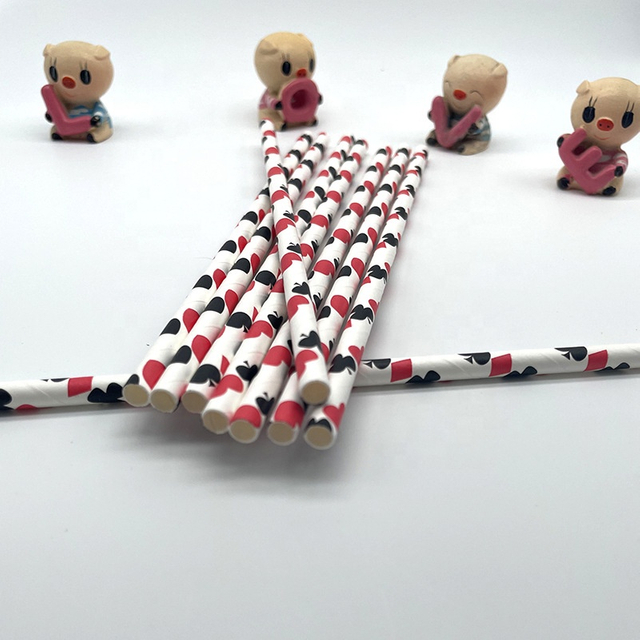 Disposable Colored Poker Art Bar Wedding Party Decoration Biodegradable Paper Straws