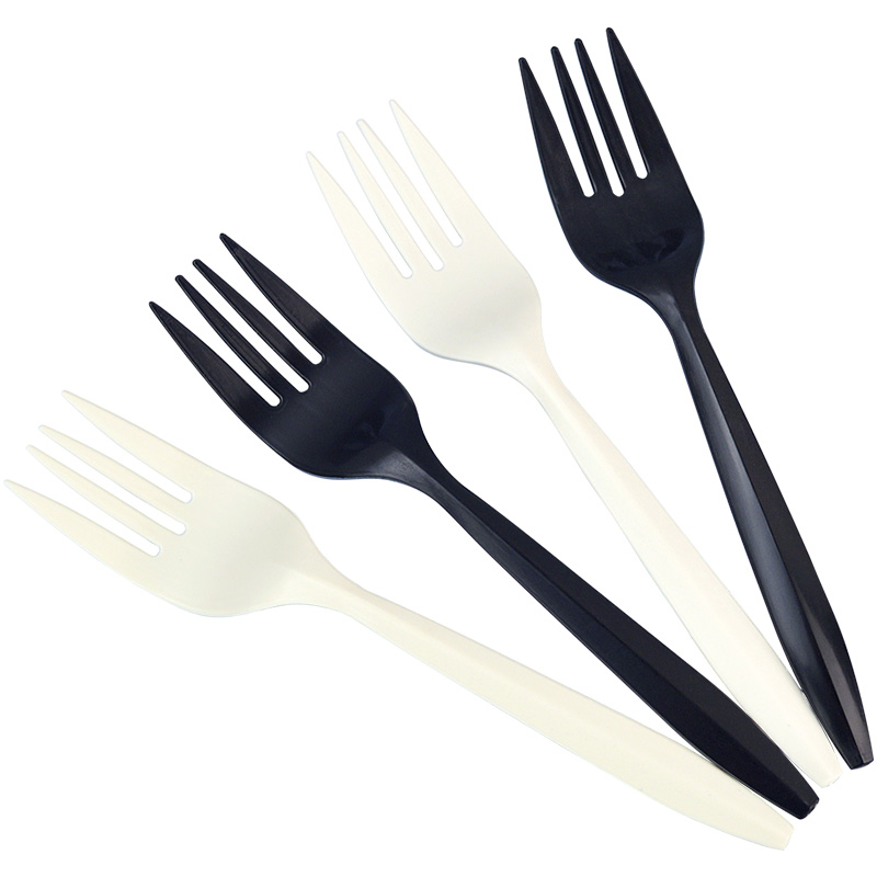 Custom White Disposable PLA Plastic Cutlery Soup Spoon Fork Knife for Dinner Takeaway Parties