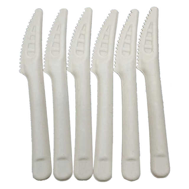 Disposable Sugarcane Pulp Fork Natural Biological Tableware Degradable Bagasse Fiber Cutlery Embossed Corrugated Paper