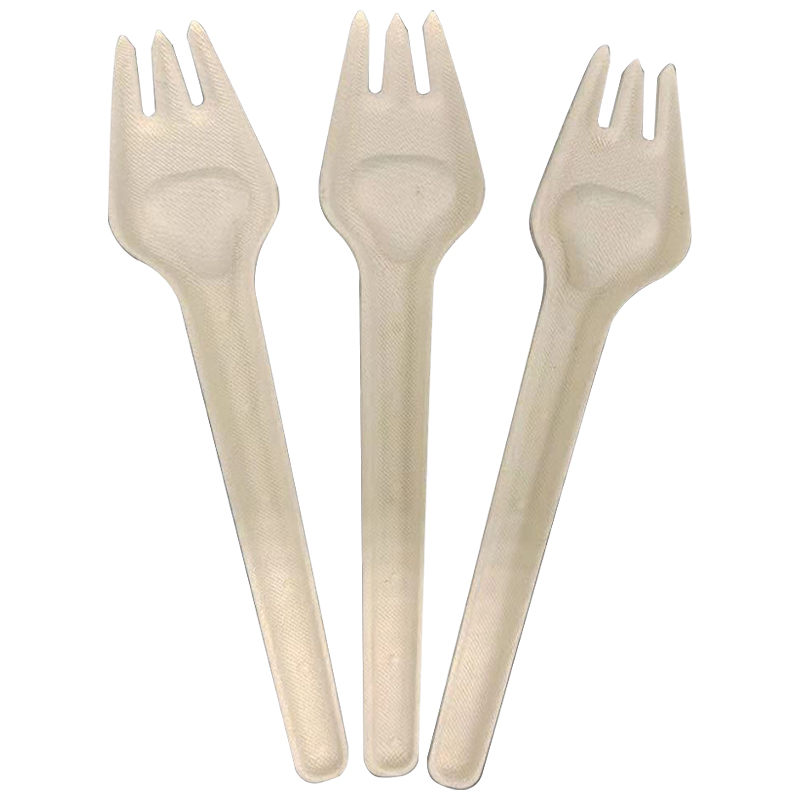 Disposable Biodegradable White Sugarcane Cutlery Custom Bagasse Forks for Food