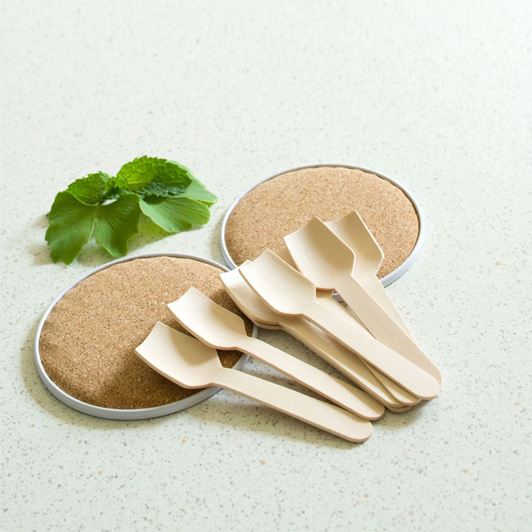  High Quality Eco-Friendly Custom LOGO Disposable Mini Wood Spoon Tasting Ice Cream or Tea Small Round for Dessert