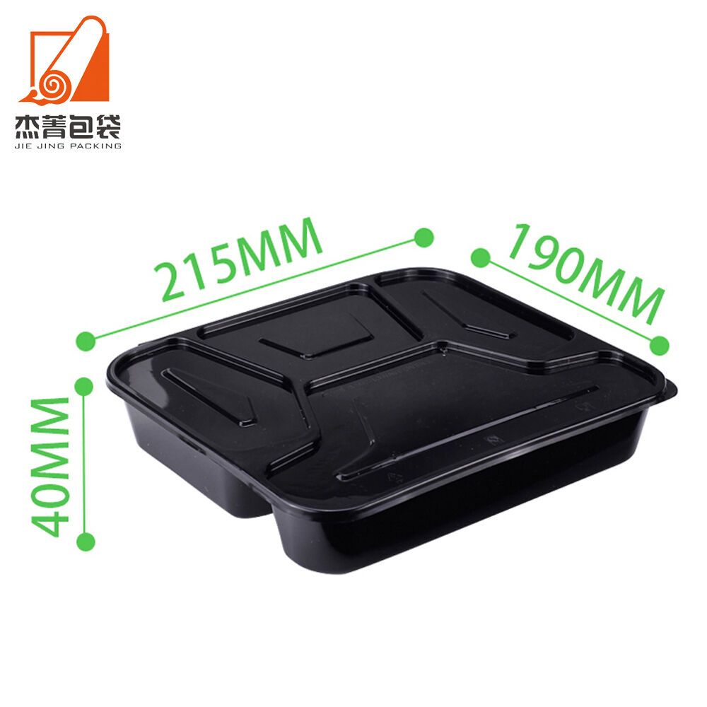 Disposable 4 Compartment Bento Box Hinged-Lid Lunch Container