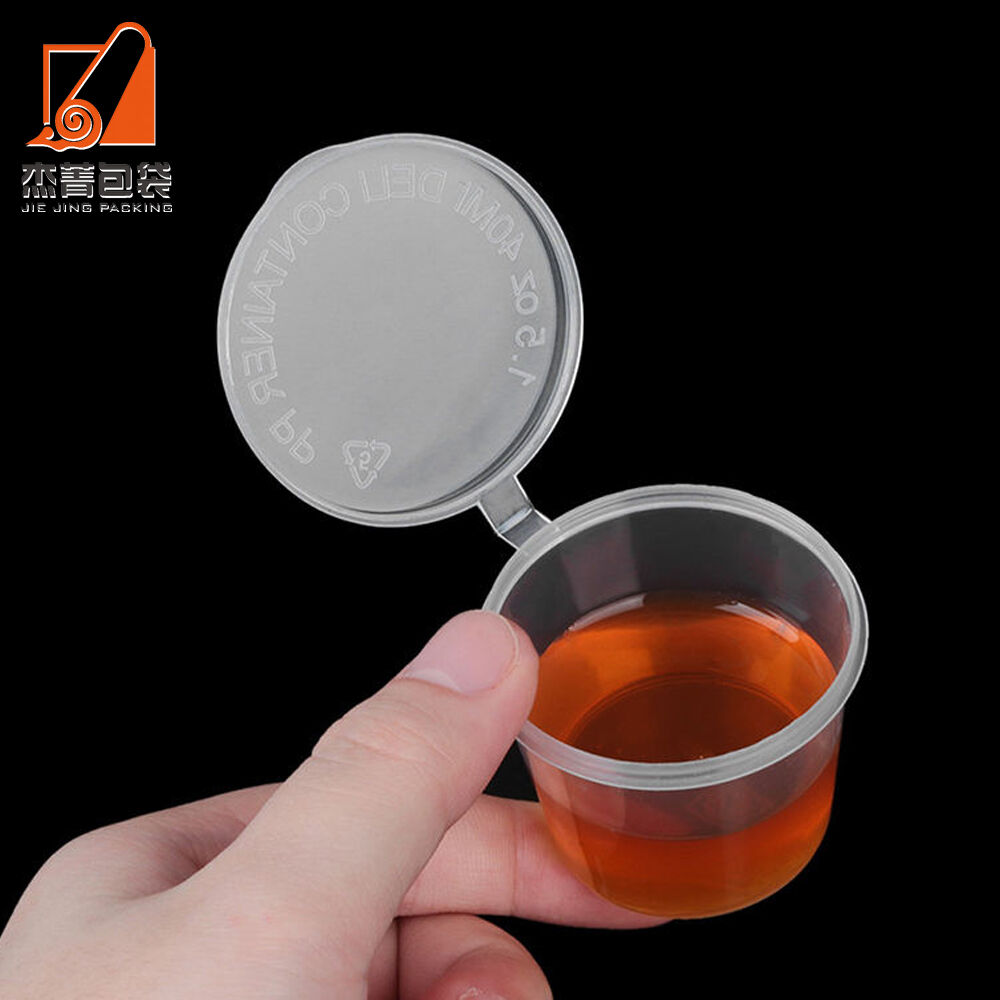 Eco-friendly High Quality Transparent Disposable Sauce Cups with Lids for Deli Shop