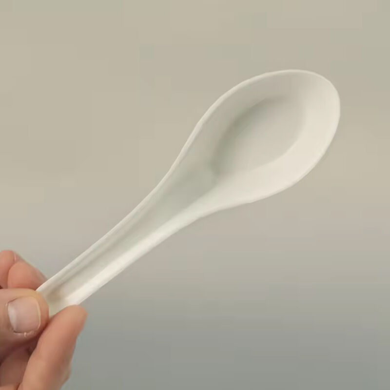 Eco-Friendly Bio-Based Heavy Duty Takeaway Plastic Dinnerware Reusable Corn Starch Soup Spoons Disposable Chinese Spoon