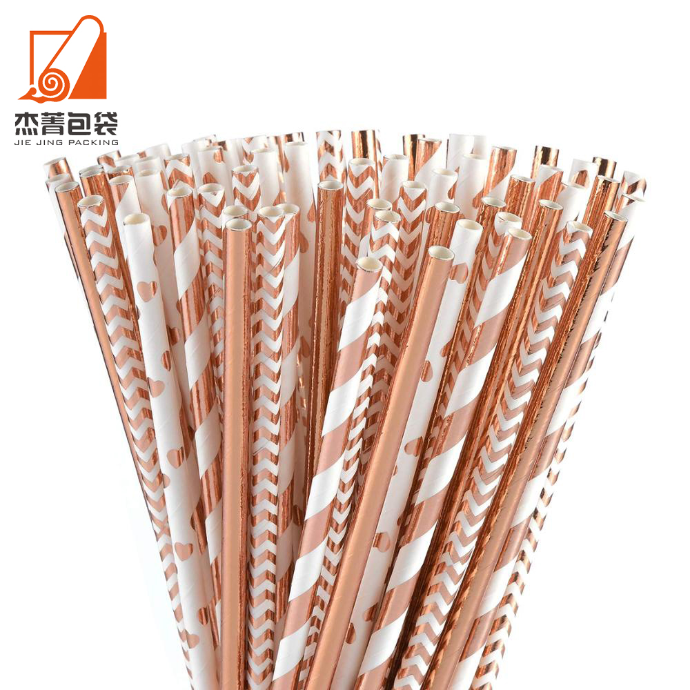 Factory Supplier Price Paper straw Biodegradable striped metal paper straw