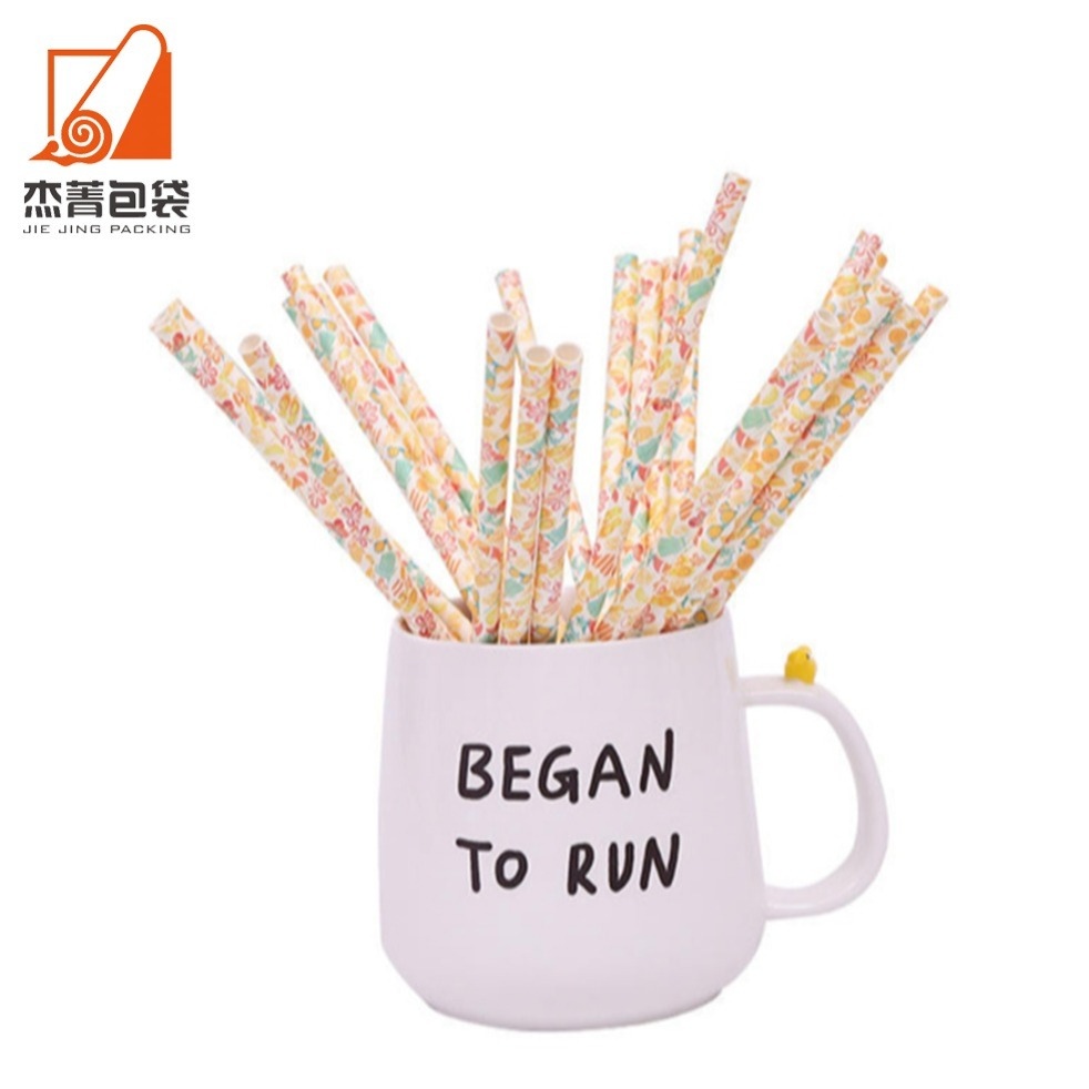 Cheap Paper straw Custom color printed disposable paper Straws Biodegradable party straws