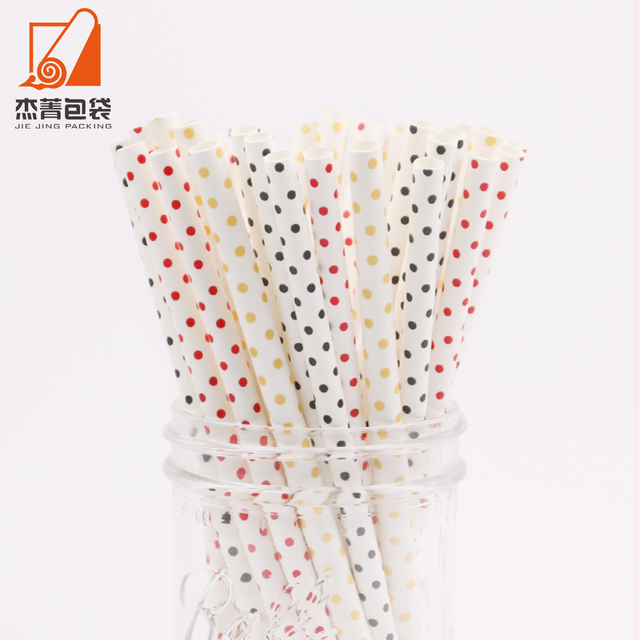 Supplier Wholesale Polka dot 100% biodegradable paper straws can be used to drink milk tea