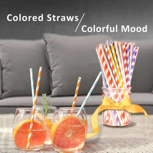 Biodegradable Colored Paper Straws with Colorful Mood Drinking Decoration Straws