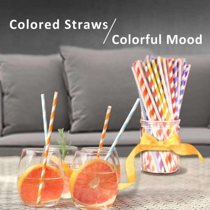 Biodegradable Colored Paper Straws with Colorful Mood Drinking Decoration Straws