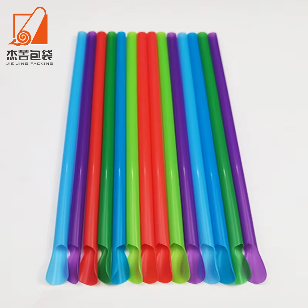 Spoon Drinking Straws Eco-friendly PLA Plastic Disposable Home Party Barware Bar Accessories Customized Packing Customized Color