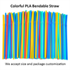Custom size PLA Bendable Straws Colorful Disposable Flexible Drinking Straws Compostable Biodegradable Party Straws Free samples