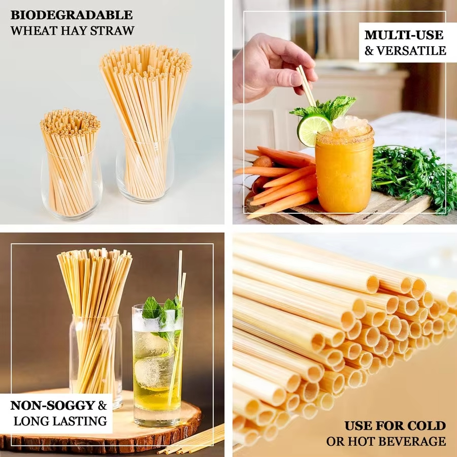 New eco friendly 100 biodegradable grass disposable wheat tube straw custom individually wrapped organic wheat drinking straws