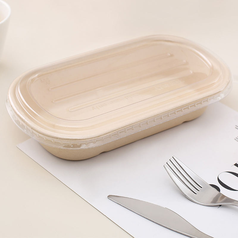 Factory Price Sugarcane Bowl Disposable Compostable Food Container 2 Compartment Bagasse Bowls with Lid for Restaurant Takeaway
