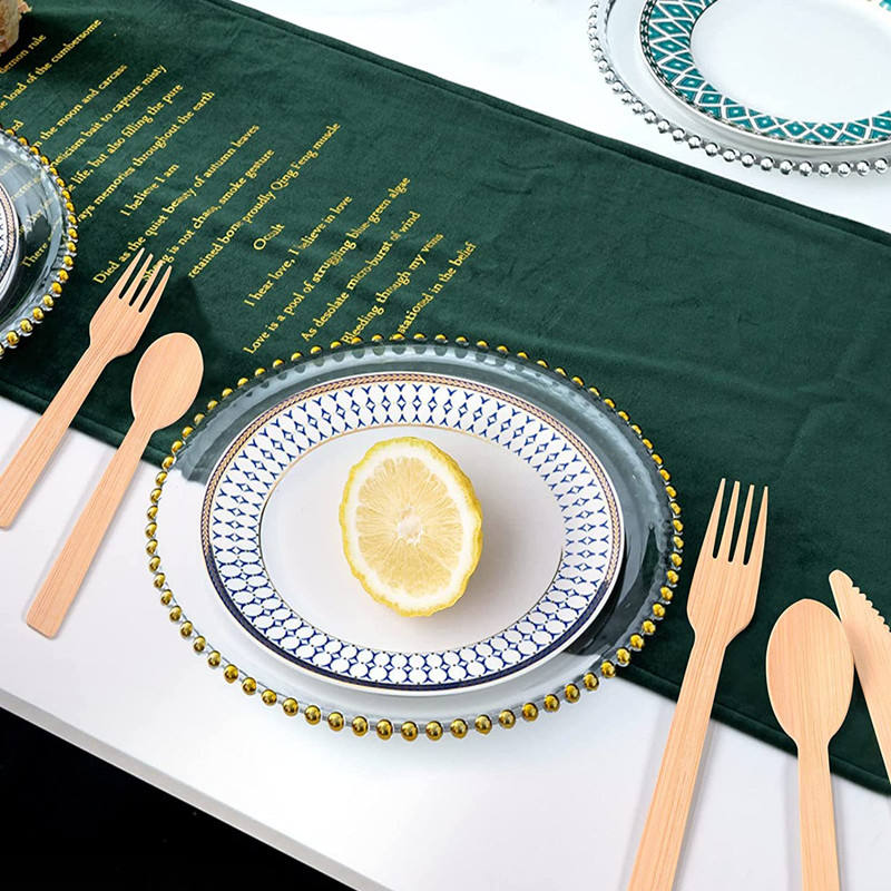Disposable Bamboo Picnic Utensil Set Bamboo cutlery set Camping Party Supplies Wooden Utensils